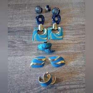 Vintage Earrings 'Shades Of Blue' Seven Pack